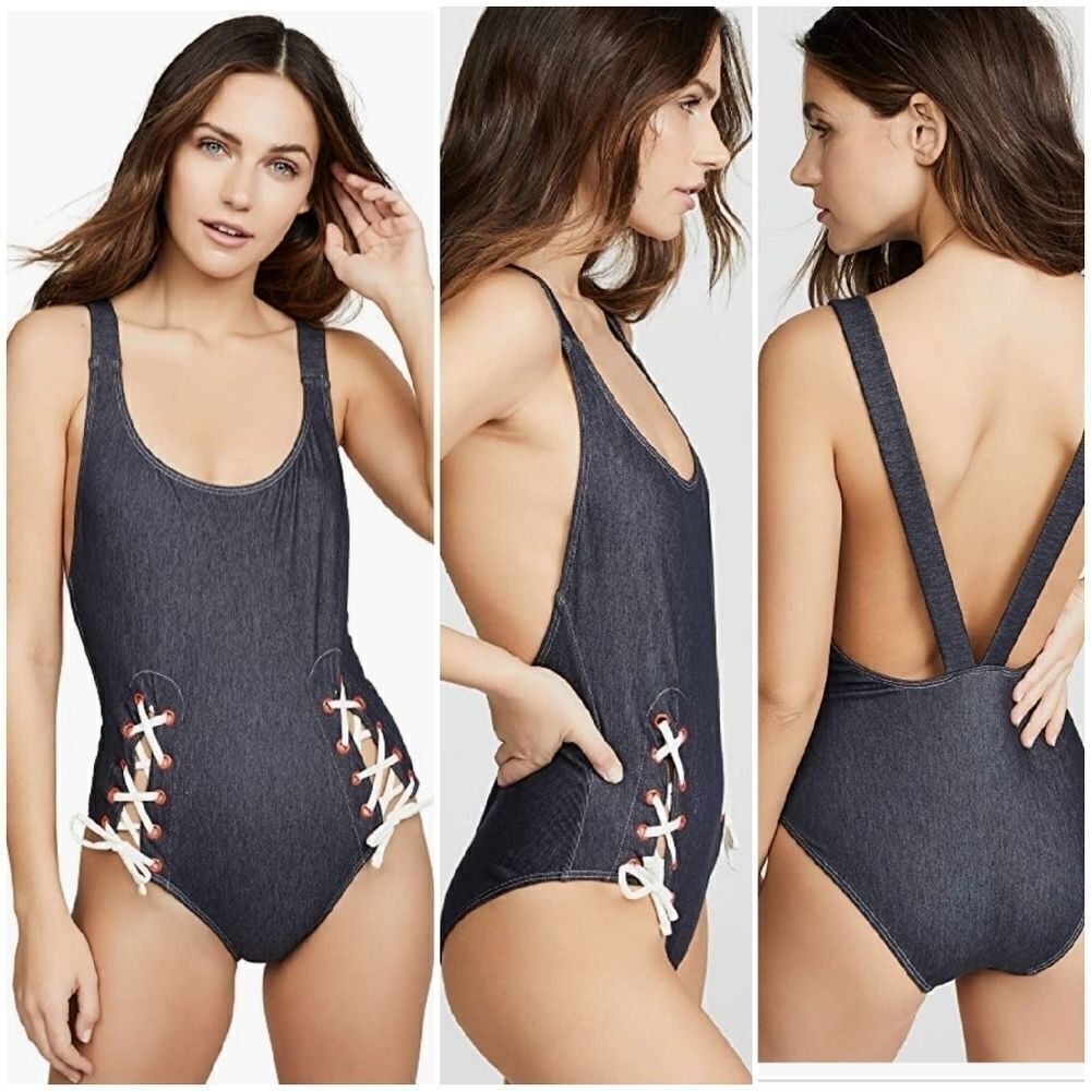 Solid & Striped The Raquel One Piece Denim SMALL